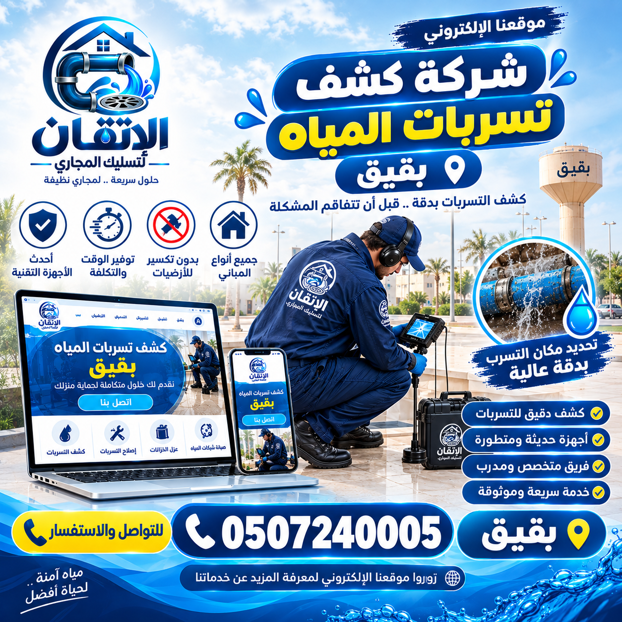 شركة كشف تسربات المياه ببقيق