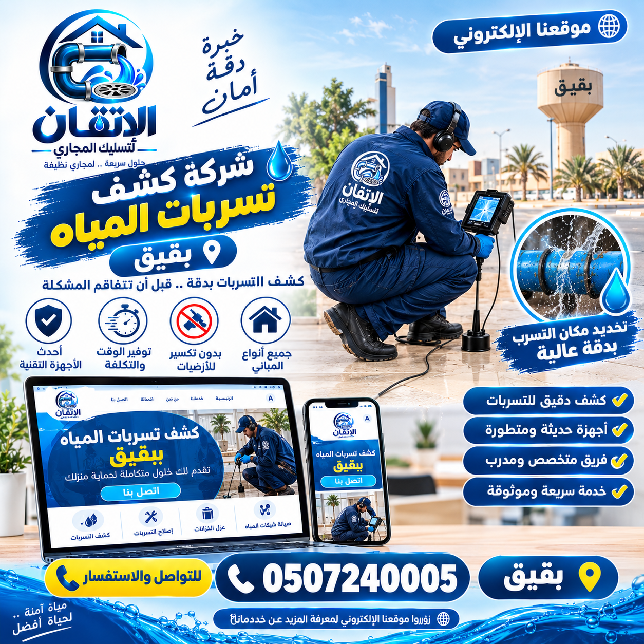 شركة كشف تسربات المياه ببقيق