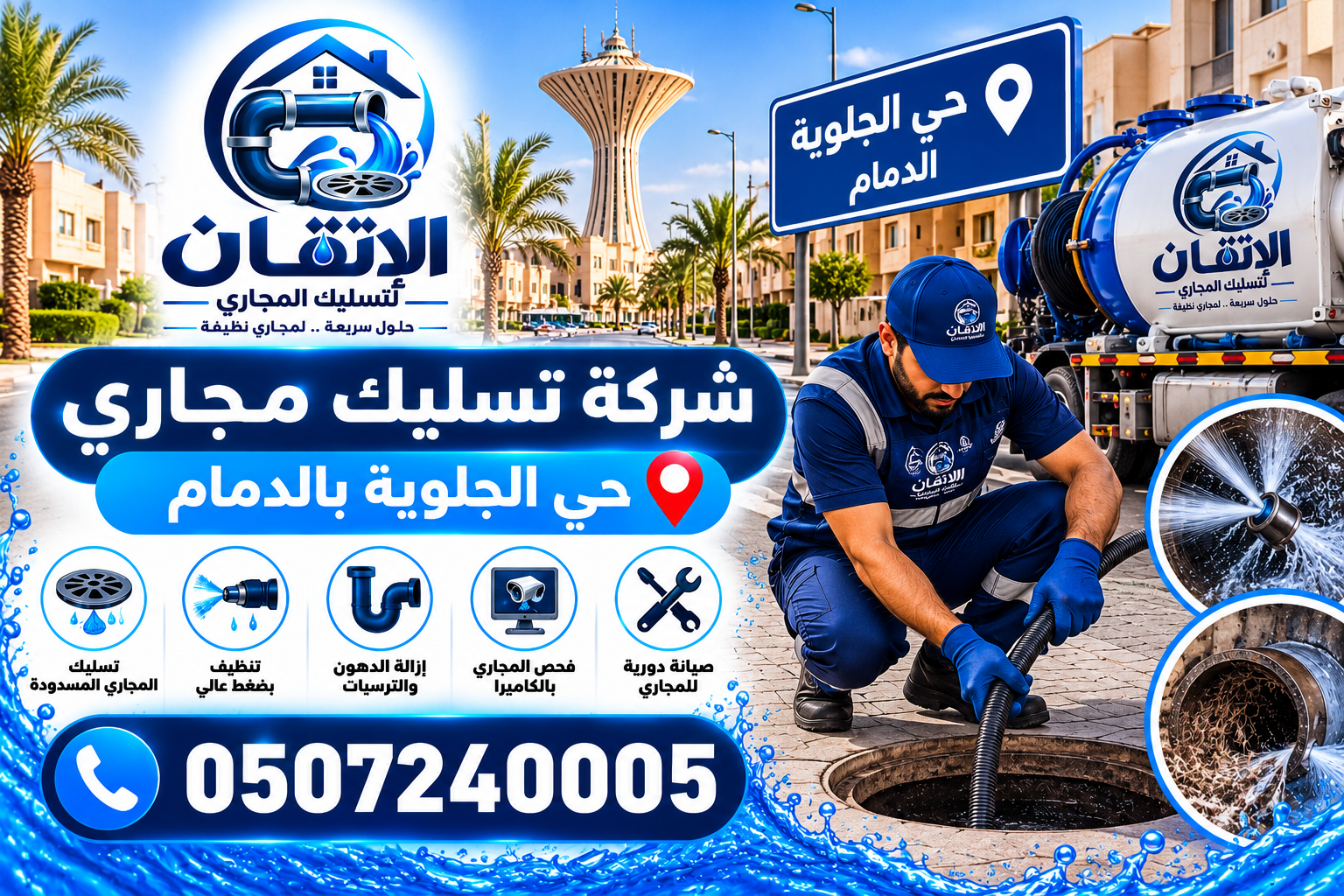 شركة تسليك مجاري حي الجلوية بالدمام